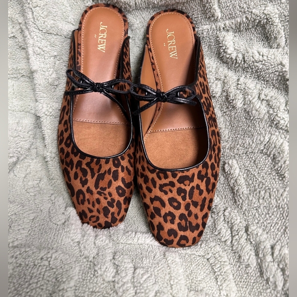 J. Crew Women's Brown Leopard Print Mules Flats Size 8.5 - Picture 3 of 5